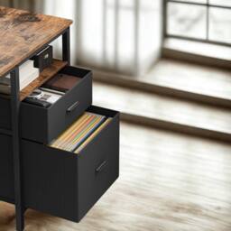 Pirlo Plush Industrial 140CM Computer Desk With Storage Shelves & Drawer Oak in Brown - thumbnail 4