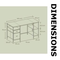 Pirlo Plush Industrial 140CM Computer Desk With Storage Shelves & Drawer Oak in Brown - thumbnail 7