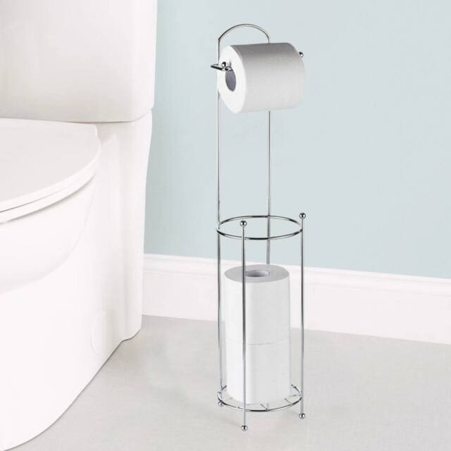 Havendro 2 X Chrome Toilet Roll Holder Free Standing 8 Roll Storage in Silver - image 1