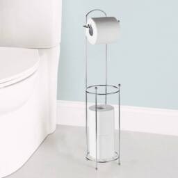 Havendro 2 X Chrome Toilet Roll Holder Free Standing 8 Roll Storage in Silver - thumbnail 1