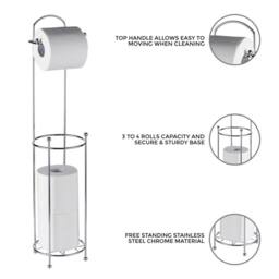 Havendro 2 X Chrome Toilet Roll Holder Free Standing 8 Roll Storage in Silver - thumbnail 4