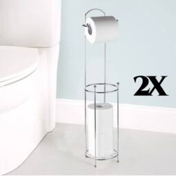 Havendro 2 X Chrome Toilet Roll Holder Free Standing 8 Roll Storage in Silver - thumbnail 2