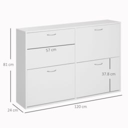 HOMCOM Shoe Cabinet Multi Cabinet Flip Down Shelf Drawer Organiser for Hallway in White - thumbnail 3