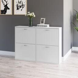 HOMCOM Shoe Cabinet Multi Cabinet Flip Down Shelf Drawer Organiser for Hallway in White - thumbnail 1
