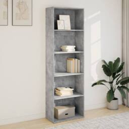 Berkfield Home Decorative Bookcase Concrete Grey 60x30x189 cm Engineered Wood - Size: 60 x 30 x 189 cm - thumbnail 1