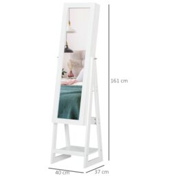 HOMCOM LED Light Jewelry Cabinet Storage Armoire 2 Mirrors Drawers in White - thumbnail 3