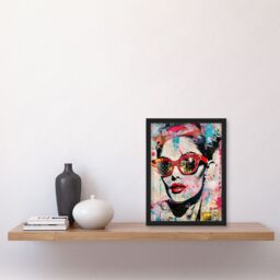 "Artery8 Vintage Lady Sunglasses Portrait Street Pop Art Framed Art Print - Size: W12"" x H16""" - thumbnail 4