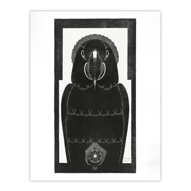 "Artery8 Stylised Ara Macaw Parrot De Mesquita Wall Art Poster Print in White - Size: W18"" x H24""" - image 1