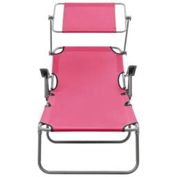 Berkfield Home Sun Lounger with Canopy Steel Pink - thumbnail 2
