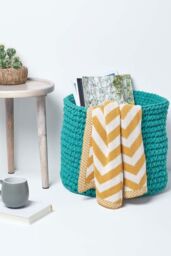 Homescapes Cotton Knitted Round Storage Basket, 42 x 37 cm in Green - thumbnail 4