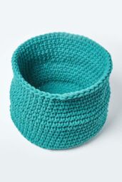 Homescapes Cotton Knitted Round Storage Basket, 42 x 37 cm in Green - thumbnail 2
