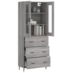 Berkfield Home Highboard Grey Sonoma 69.5x34x180 cm Engineered Wood - thumbnail 3