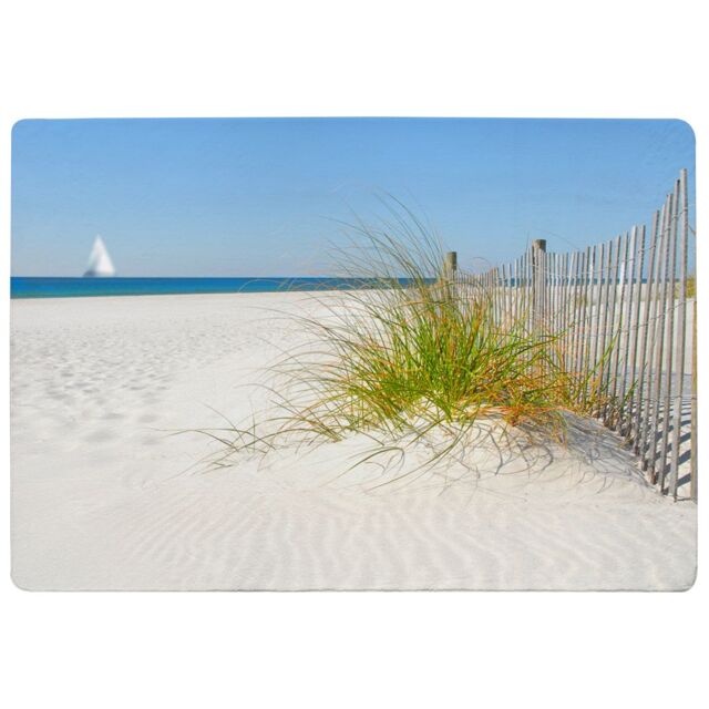 Benjamin Tate Design Dune Fence By Sea Grass With Sailboat On Horizon Designer Rug in Natural - Size: Large - image 1