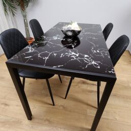 KOSY KOALA Black Glass Dining Table with 4 Black Chairs - Dining Kitchen Room Furniture in Brown - thumbnail 8