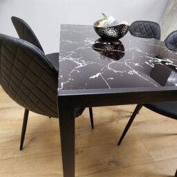 KOSY KOALA Black Glass Dining Table with 4 Black Chairs - Dining Kitchen Room Furniture in Brown - thumbnail 9