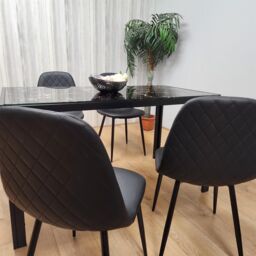 KOSY KOALA Black Glass Dining Table with 4 Black Chairs - Dining Kitchen Room Furniture in Brown - thumbnail 5