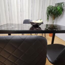 KOSY KOALA Black Glass Dining Table with 4 Black Chairs - Dining Kitchen Room Furniture in Brown - thumbnail 7