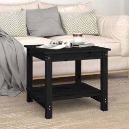 Berkfield Home Coffee Table Black 50x50x45 cm Solid Wood Pine - Size: 50 x 50 x 45 cm - thumbnail 3