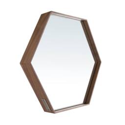 Angel Cerda Hexagonal Walnut Veneer Wall Mirror, 46x40x6 cm - Size: 46 x 40 x 6 cm - thumbnail 6