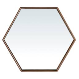 Angel Cerda Hexagonal Walnut Veneer Wall Mirror, 46x40x6 cm - Size: 46 x 40 x 6 cm - thumbnail 2