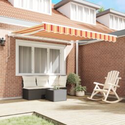 Berkfield Home Manual Retractable Awning Yellow & Orange 350x250 cm - thumbnail 3