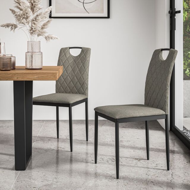 More4Homes Set Of 4 Monza Fabric Dining Chair Modern Padded Seat Metal Legs Kitchen in Grey - image 1