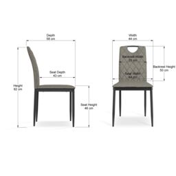 More4Homes Set Of 4 Monza Fabric Dining Chair Modern Padded Seat Metal Legs Kitchen in Grey - thumbnail 7