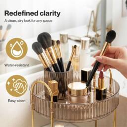 KORVIXA Round Gold 3-Tier Cosmetic Storage Box - thumbnail 5