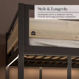 X Rocker Denver High Sleeper Bunk Bed With App Controlled Lights & XL Desk in Light Oak - Size: Double - thumbnail 8