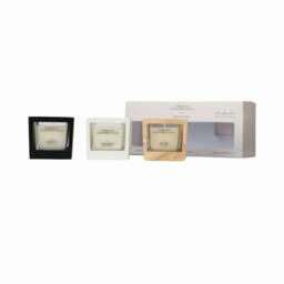 French Connection Wooden Candle Trio Gift Set Lemongrass Ginger Orange Serenity