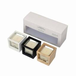 French Connection Wooden Candle Trio Gift Set Lemongrass Ginger Orange Serenity - thumbnail 2