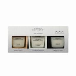 French Connection Wooden Candle Trio Gift Set Lemongrass Ginger Orange Serenity - thumbnail 4