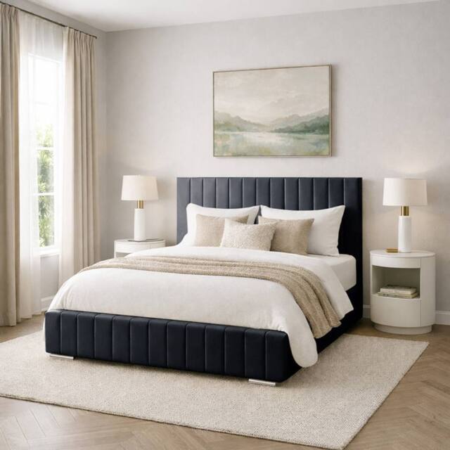 Desire Deco Plush Velvet Platinum Upholstered Bed Frame, All Sizes in Charcoal - Size: Small Double - image 1