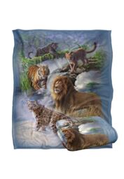 JQ Licensing Jlo Big Cats Lion, Tiger, Leopard, Cougar Silky Touch Super Soft Throw Blanket 152 X 127 cm in White - thumbnail 2