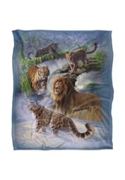 JQ Licensing Jlo Big Cats Lion, Tiger, Leopard, Cougar Silky Touch Super Soft Throw Blanket 152 X 127 cm in White - thumbnail 1