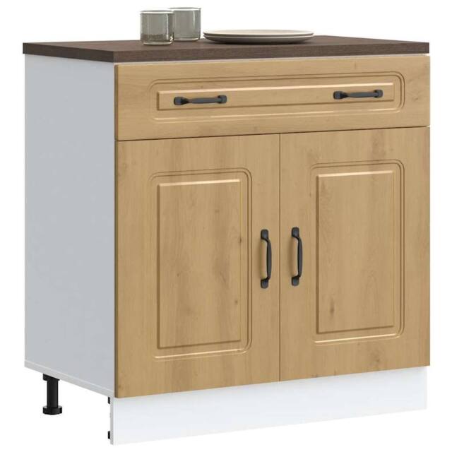 Berkfield Home Kitchen Base Cabinet Kalmar Artisan Oak Engineered Wood in Brown - image 1