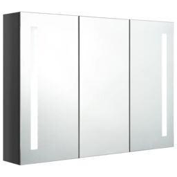 Berkfield Home LED Bathroom Mirror Cabinet 89x14x62 cm Shining Grey - Size: 89 x 14 x 62 cm - thumbnail 3