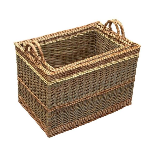 Red Hamper Wicker Set of 2 Buttermere Large Log Baskets in Brown - image 1