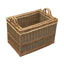 Red Hamper Wicker Set of 2 Buttermere Large Log Baskets in Brown