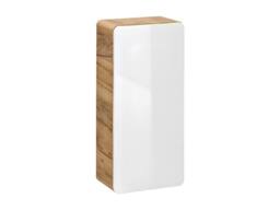 Vente-unique Wall-Hung Bathroom Unit With Inset Basin & Three Tall Units in Light Oak - thumbnail 7