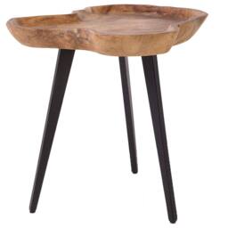 Wyld and Coco Timberline Teak Side Table Bowl Top Stainless Steel Tripod Base in Brown - thumbnail 2