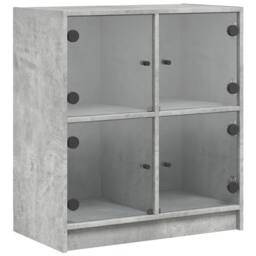 Berkfield Home Side Cabinet with Glass Doors Concrete Grey 68x37x75.5 cm - thumbnail 3