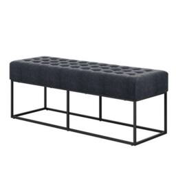Lemon Pavilion Furniture Boden Bench - Chenille/Metal - L41 x W120 x H46 cm - Grey/Black Matte in Grey - Size: 1 Pack - thumbnail 1