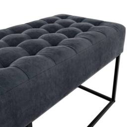 Lemon Pavilion Furniture Boden Bench - Chenille/Metal - L41 x W120 x H46 cm - Grey/Black Matte in Grey - Size: 1 Pack - thumbnail 4