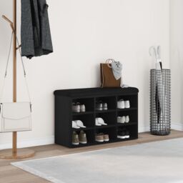 Berkfield Home Storage Bench Black Oak 80x30x48 cm Engineered Wood - Size: 80 x 30 x 48 cm