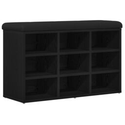 Berkfield Home Storage Bench Black Oak 80x30x48 cm Engineered Wood - Size: 80 x 30 x 48 cm - thumbnail 2