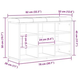Berkfield Home Storage Bench Black Oak 80x30x48 cm Engineered Wood - Size: 80 x 30 x 48 cm - thumbnail 9