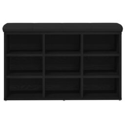 Berkfield Home Storage Bench Black Oak 80x30x48 cm Engineered Wood - Size: 80 x 30 x 48 cm - thumbnail 5