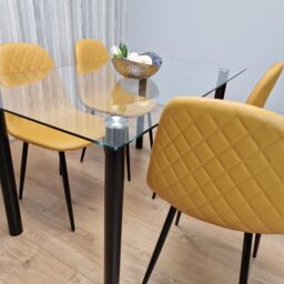 KOSY KOALA White Clear Glass Dining Table with 4 Chairs, Dining Furniture - Size: 140 cm x 80 cm - thumbnail 6