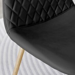 FurnitureboxUK 2x Corona Gold Leg Faux Leather Dining Chair in Black - thumbnail 4